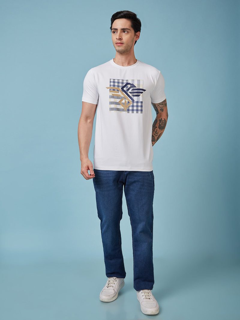 Mens Chest Printed Round Neck Tshirt