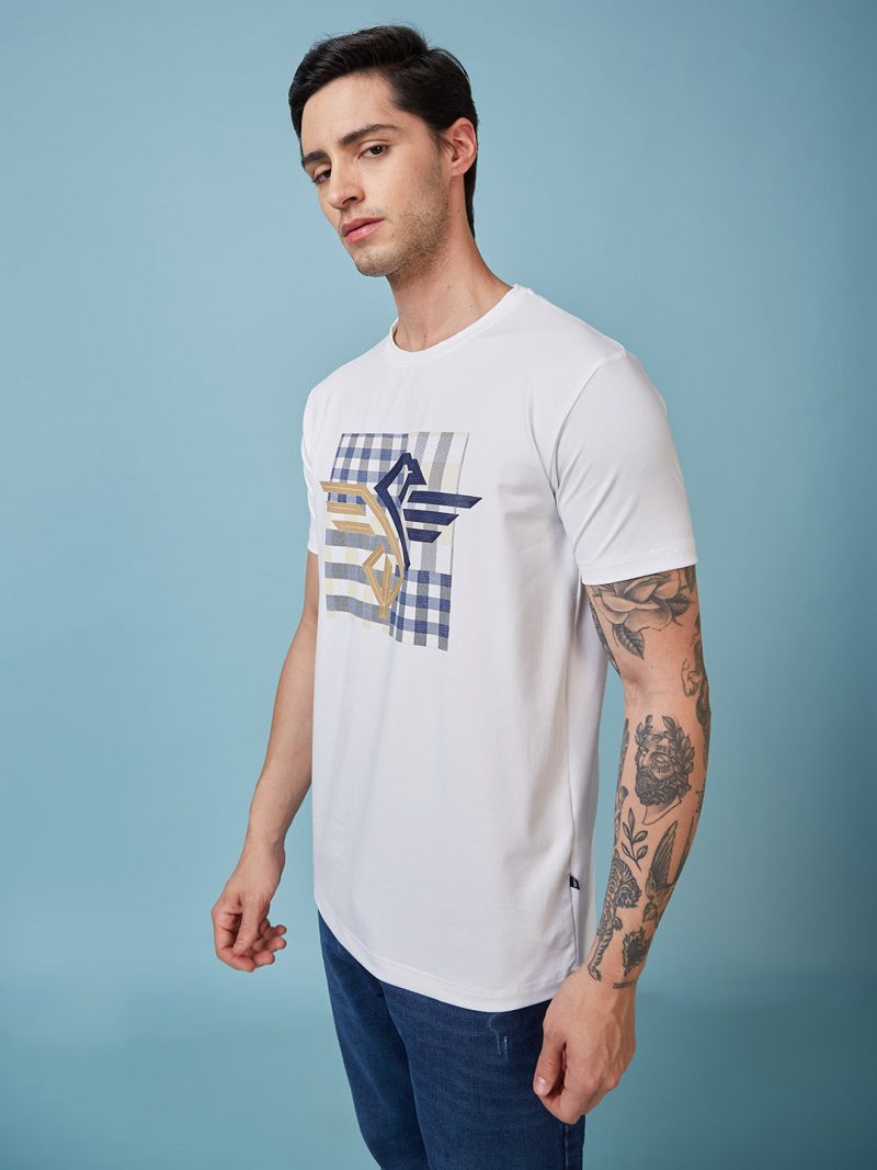 Mens Chest Printed Round Neck Tshirt