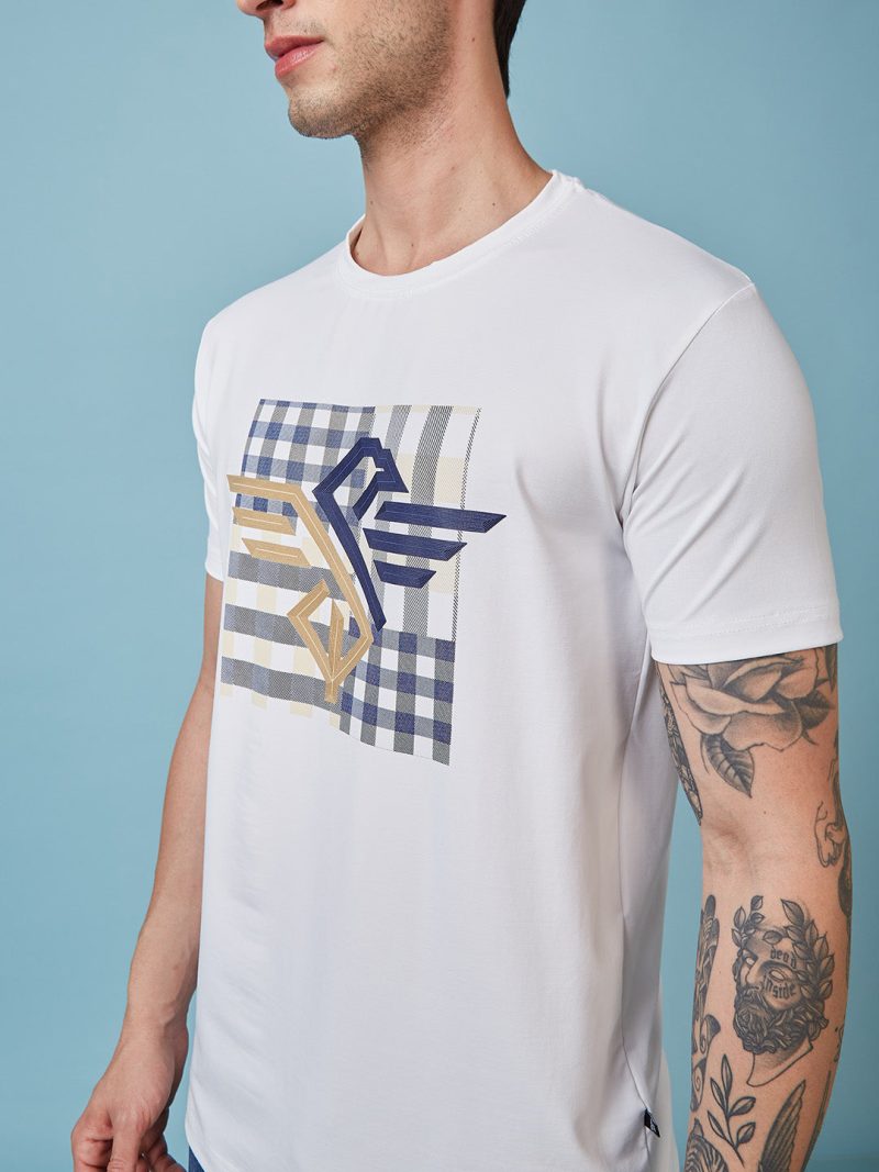 Mens Chest Printed Round Neck Tshirt