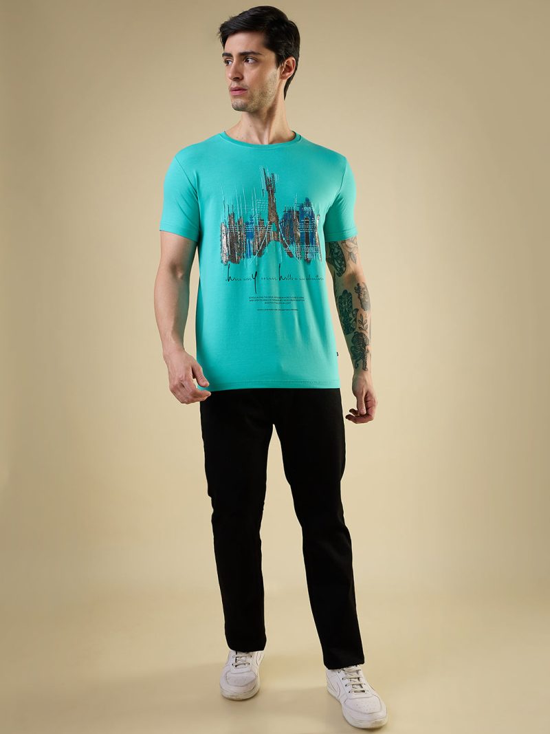 Mens Full-Front Graphic Printed Half Sleeves Regular Fit T-Shirt