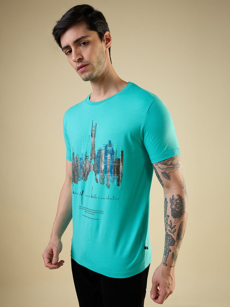 Mens Full-Front Graphic Printed Half Sleeves Regular Fit T-Shirt