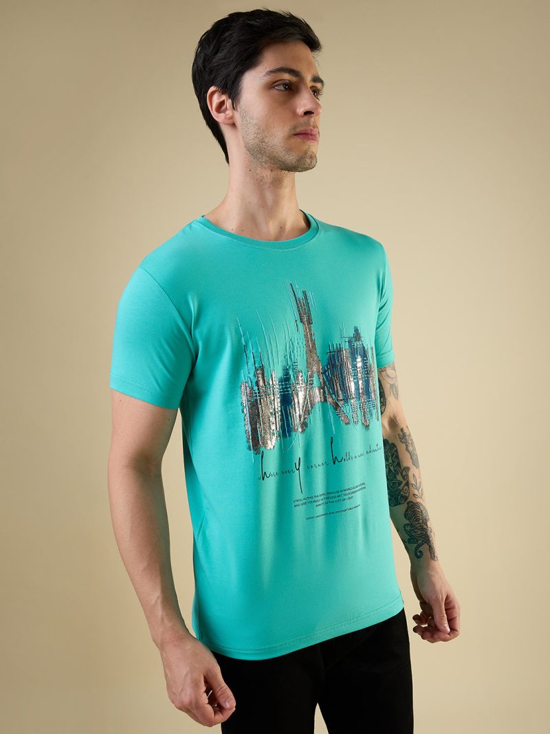 Mens Full-Front Graphic Printed Half Sleeves Regular Fit T-Shirt