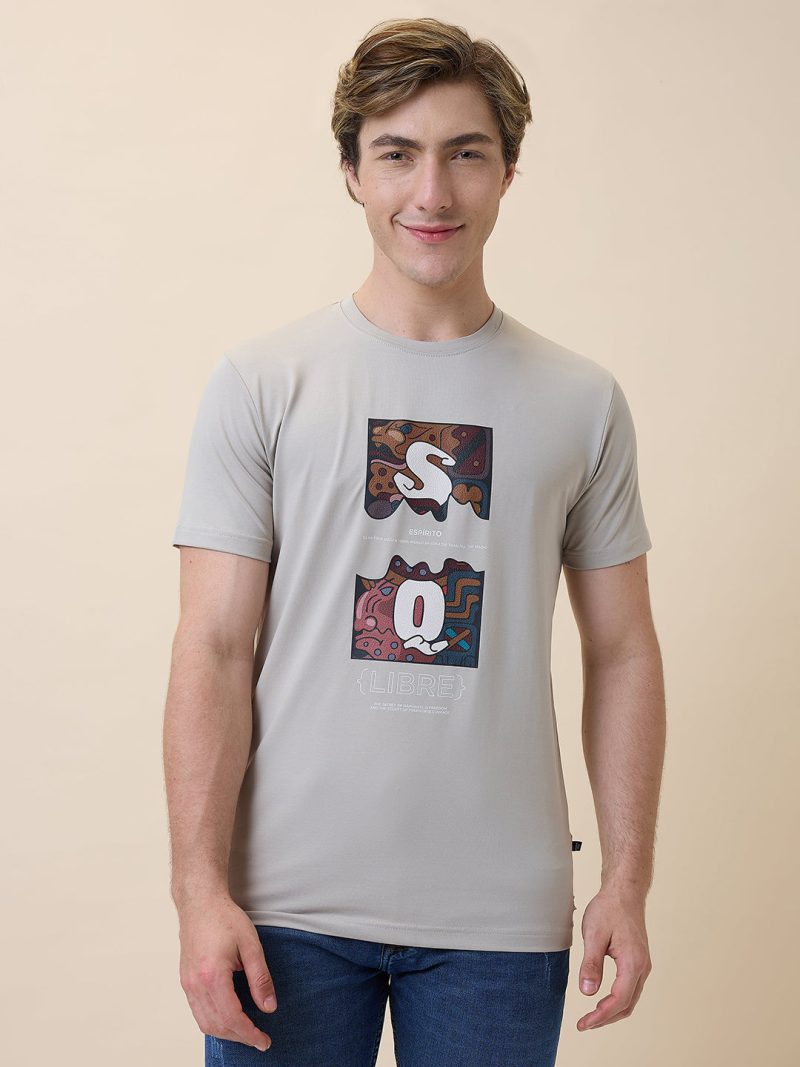 Status Quo Men'S Printed Round Neck Half Sleeves Regular Fit T-Shirt