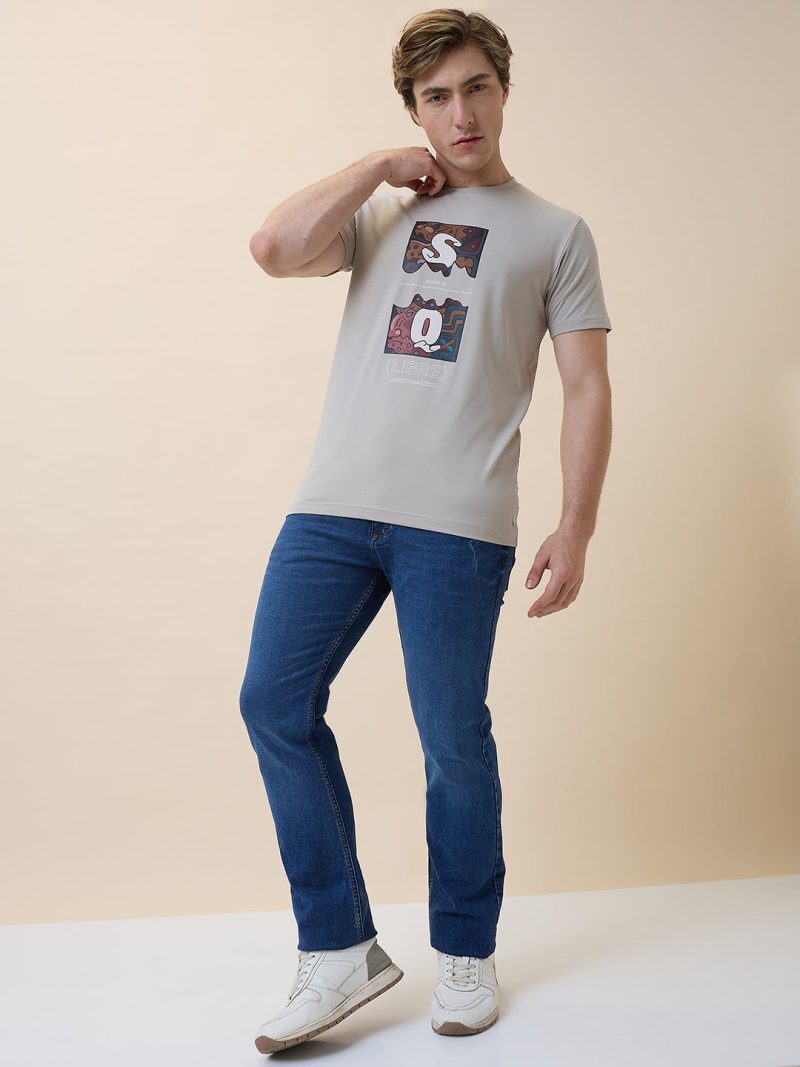 Status Quo Men'S Printed Round Neck Half Sleeves Regular Fit T-Shirt