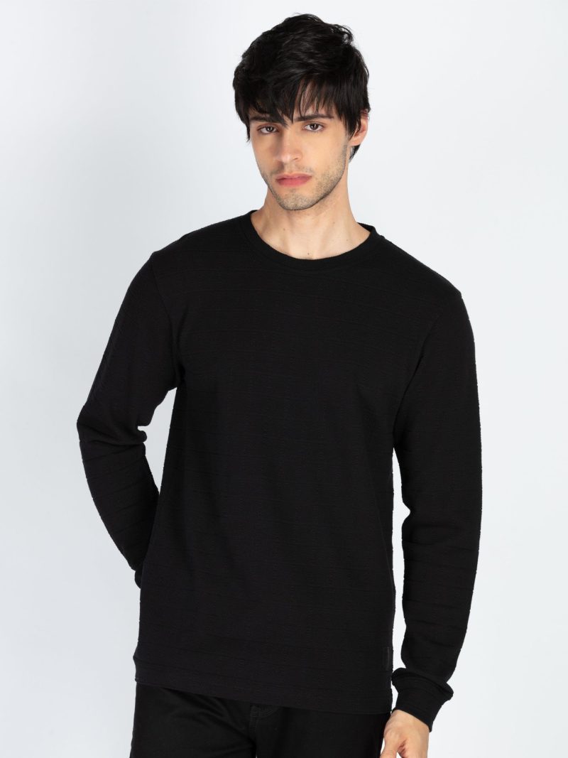 Status Quo Men'S Solid Round Neck Full Sleeve T-Shirt