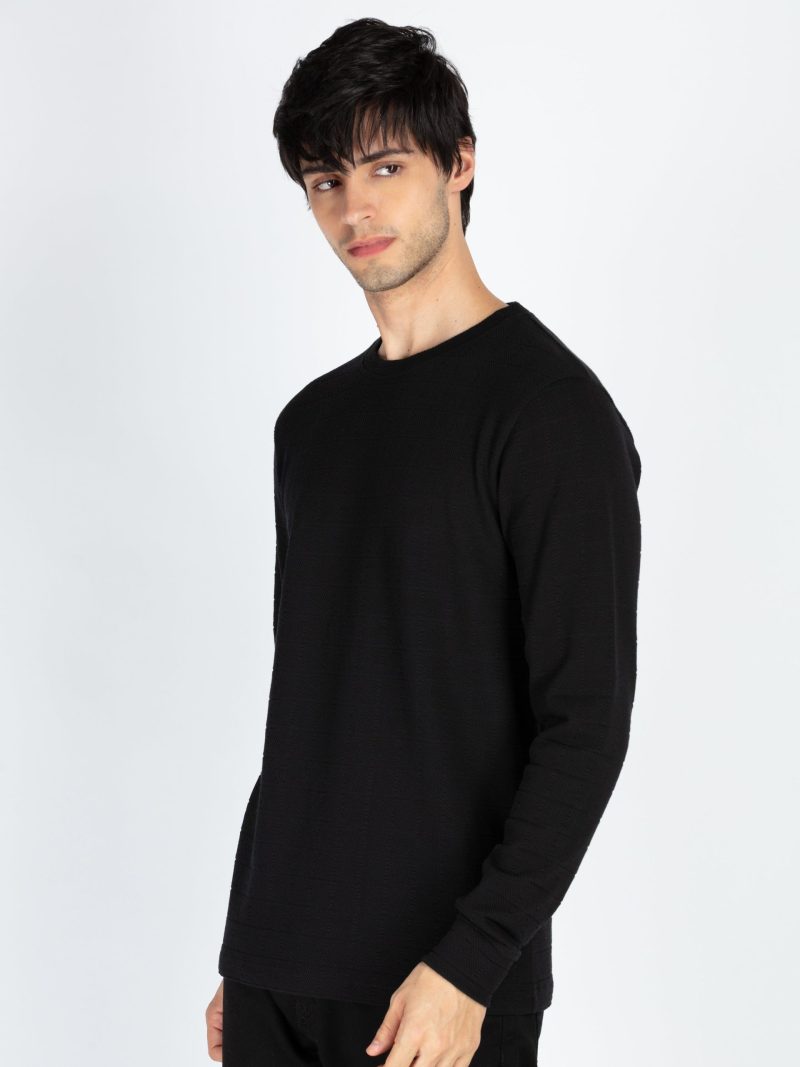 Status Quo Men'S Solid Round Neck Full Sleeve T-Shirt
