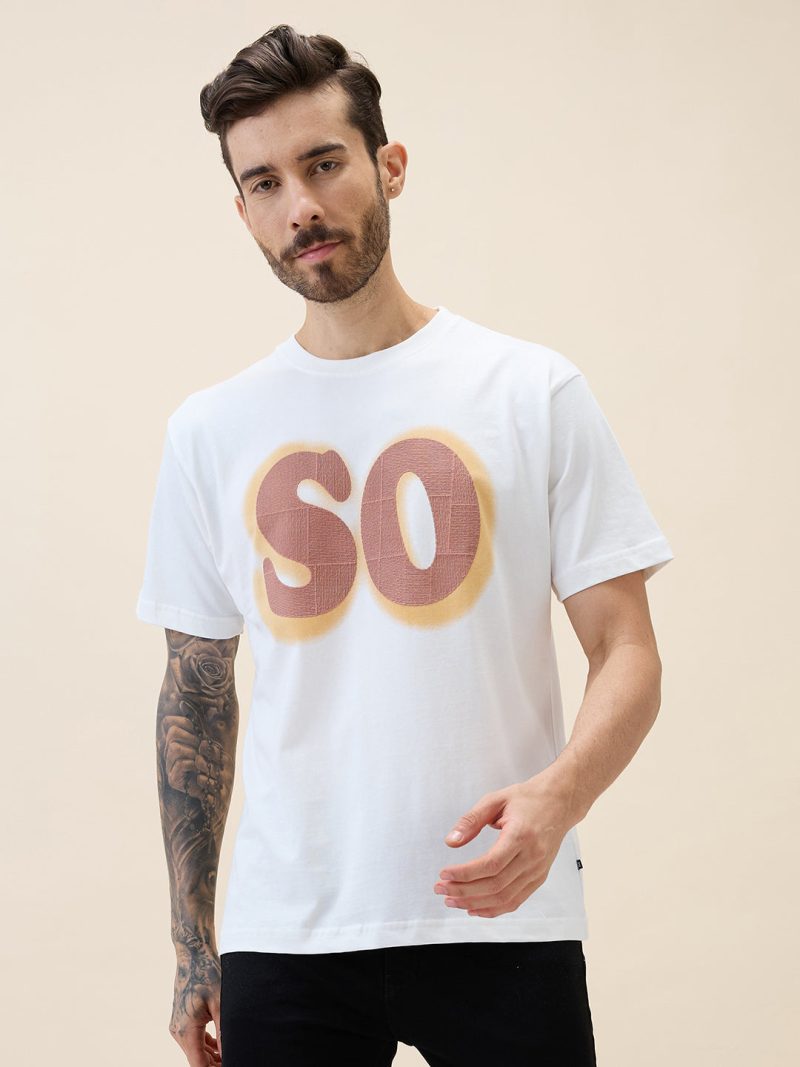 Status Quo Men'S Printed Round Neck Half Sleeves Oversized Tshirt