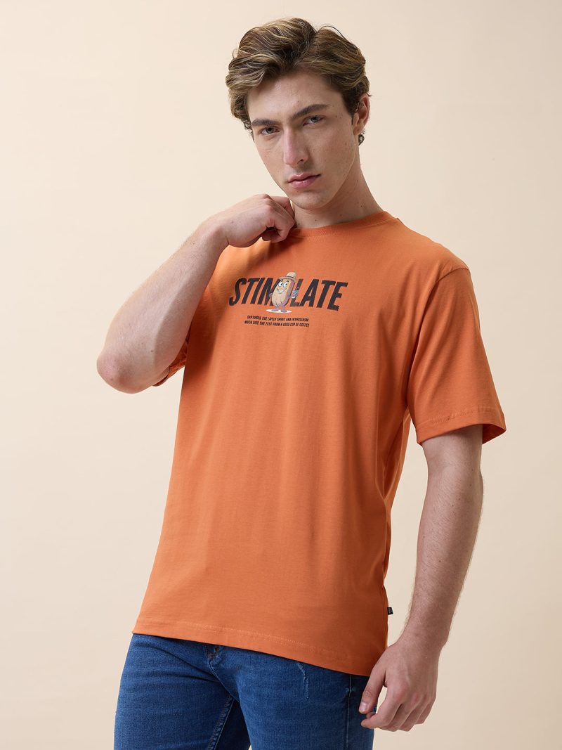 Status Quo Men'S Printed Round Neck Half Sleeves Oversized T-Shirt