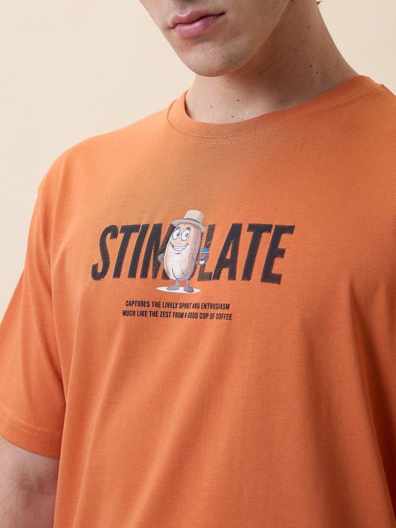 Status Quo Men'S Printed Round Neck Half Sleeves Oversized T-Shirt