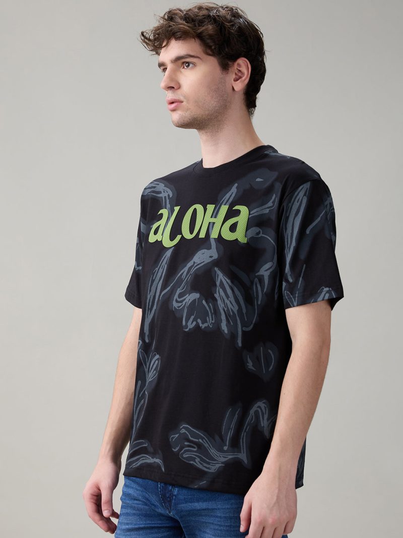 Status Quo Men'S Oversized Typography Print Round Neck T-Shirt