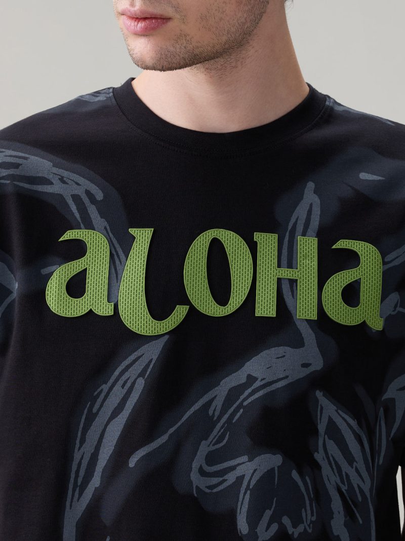 Status Quo Men'S Oversized Typography Print Round Neck T-Shirt