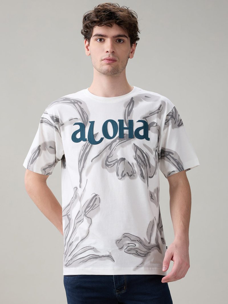 Status Quo Men'S Oversized Typography Print Round Neck T-Shirt