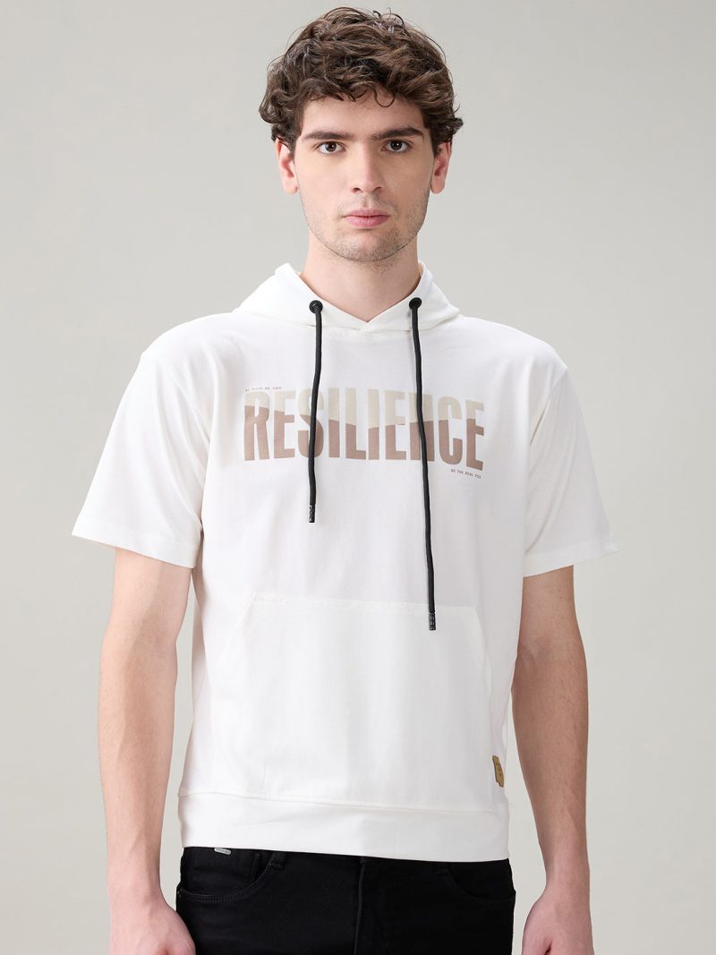 Status Quo Men'S Typography Printed Hooded Neck Regular Fit T-Shirt