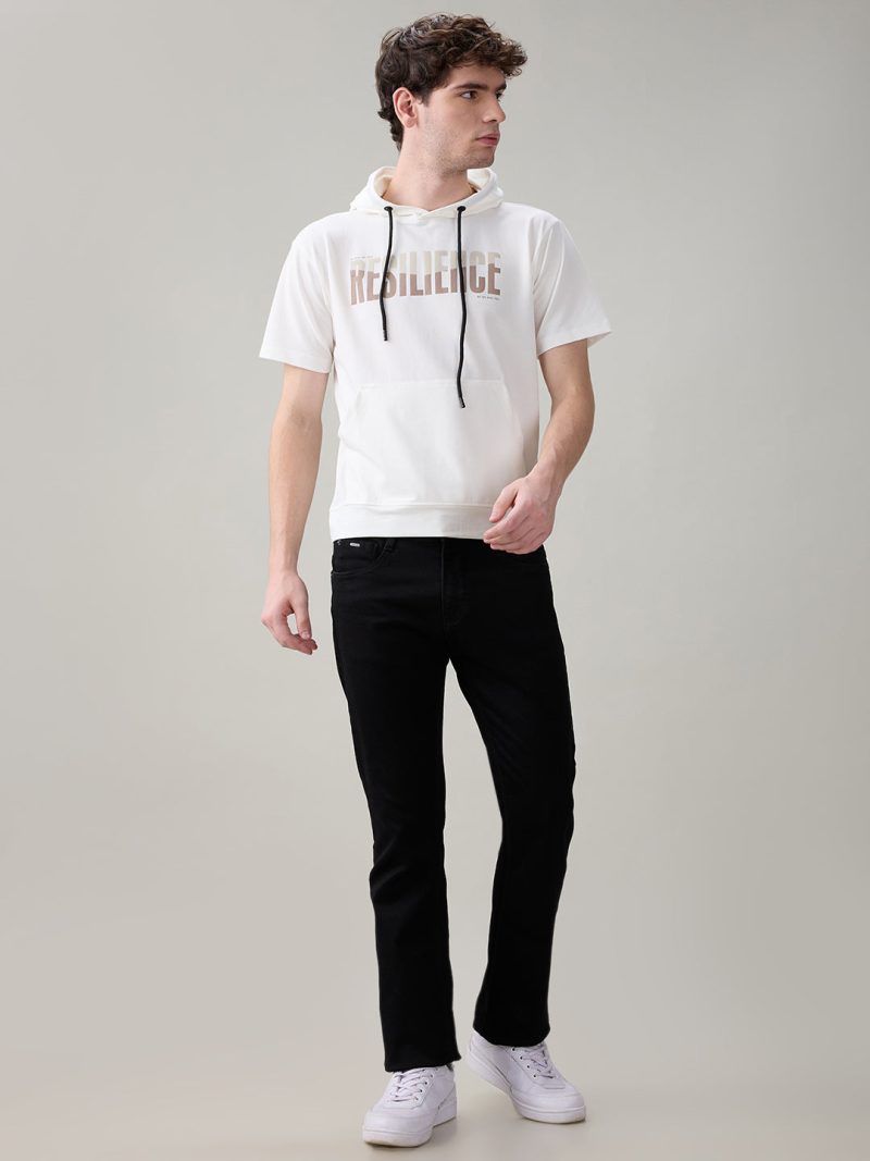 Status Quo Men'S Typography Printed Hooded Neck Regular Fit T-Shirt