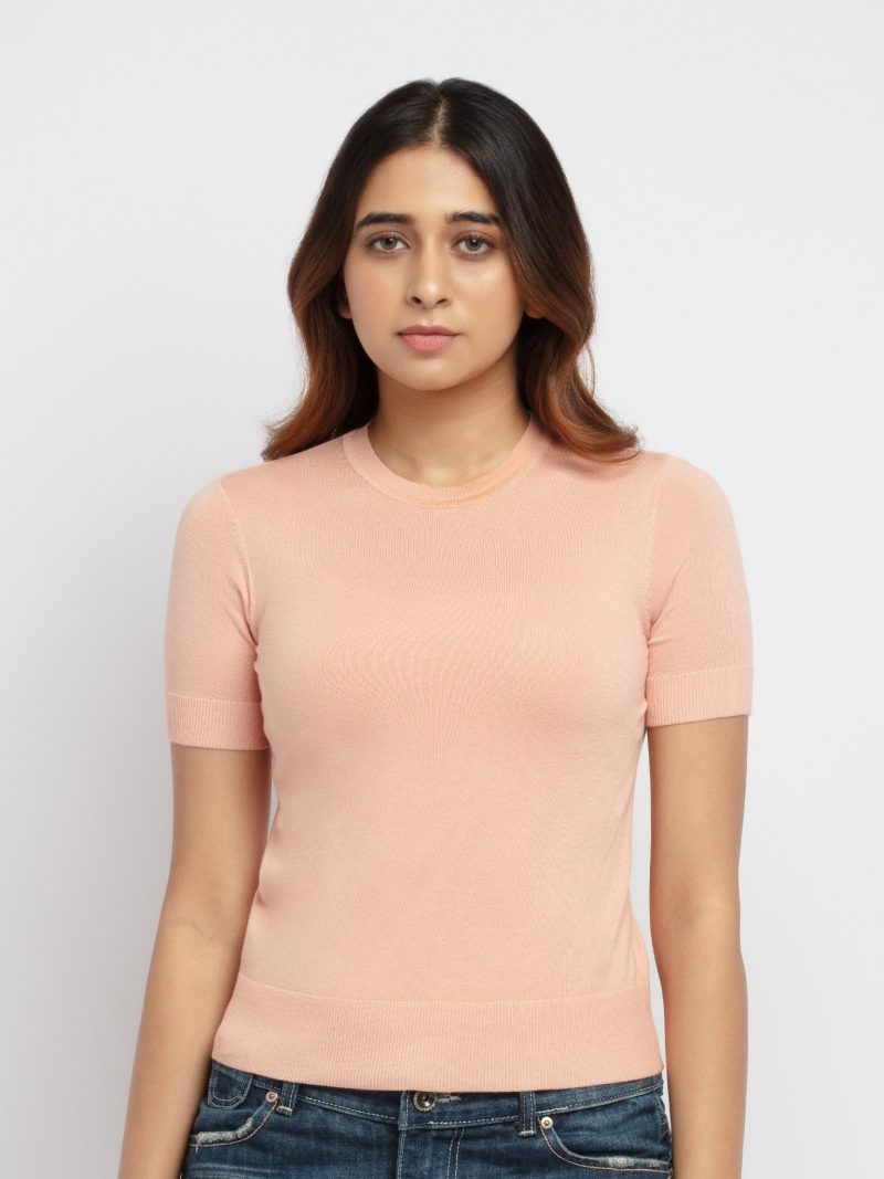 Status Quo Status Quo Women Solid Round Neck Half Sleeves Regular Fit Sweater