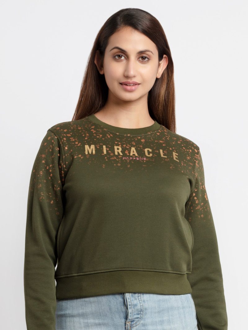 Status Quo Women'S Printed Round Neck Sweatshirt