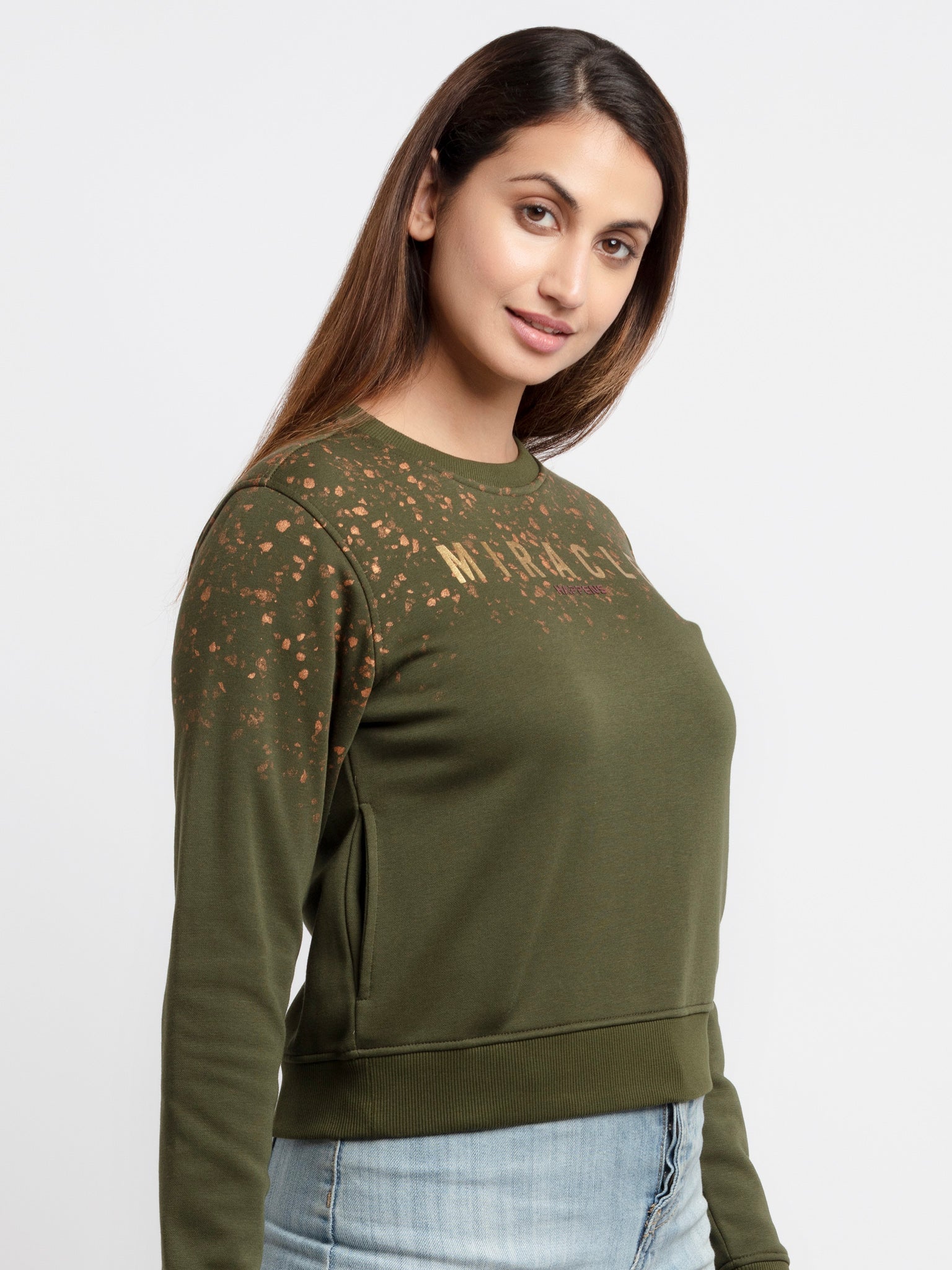 Status Quo Women'S Printed Round Neck Sweatshirt