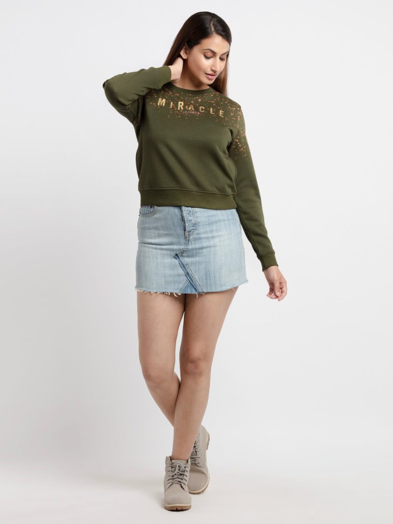 Status Quo Women'S Printed Round Neck Sweatshirt