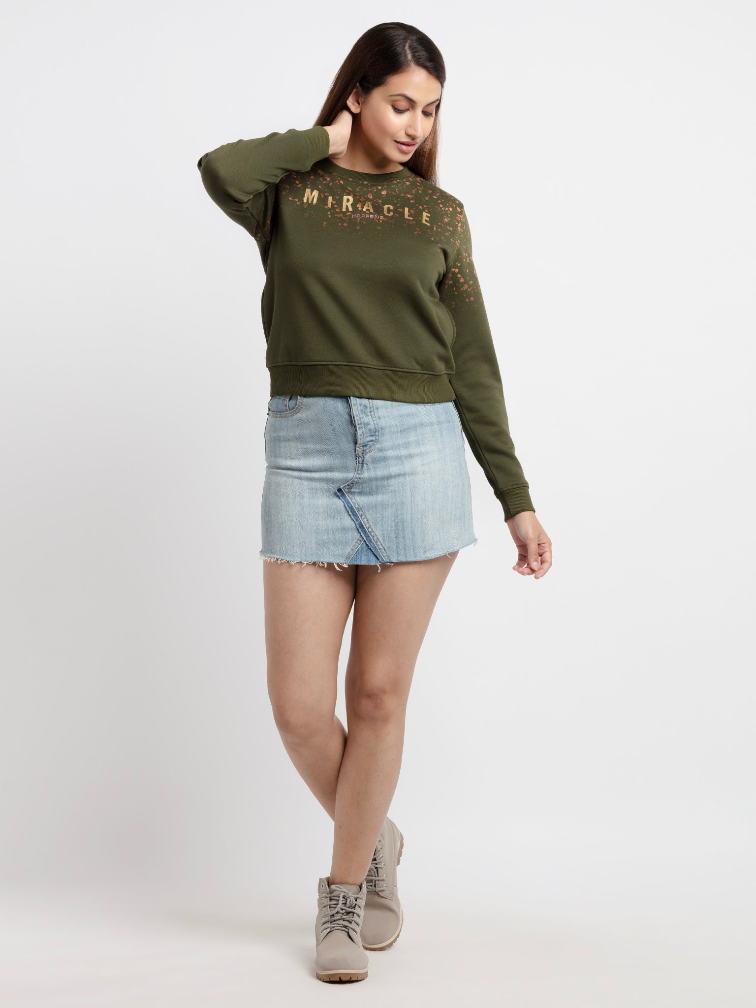 Status Quo Women'S Printed Round Neck Sweatshirt