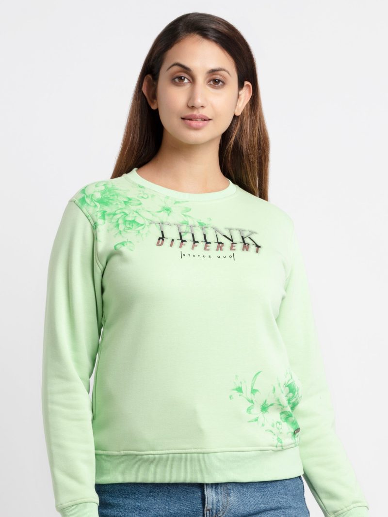 Status Quo Women'S Printed Round Neck Sweatshirt