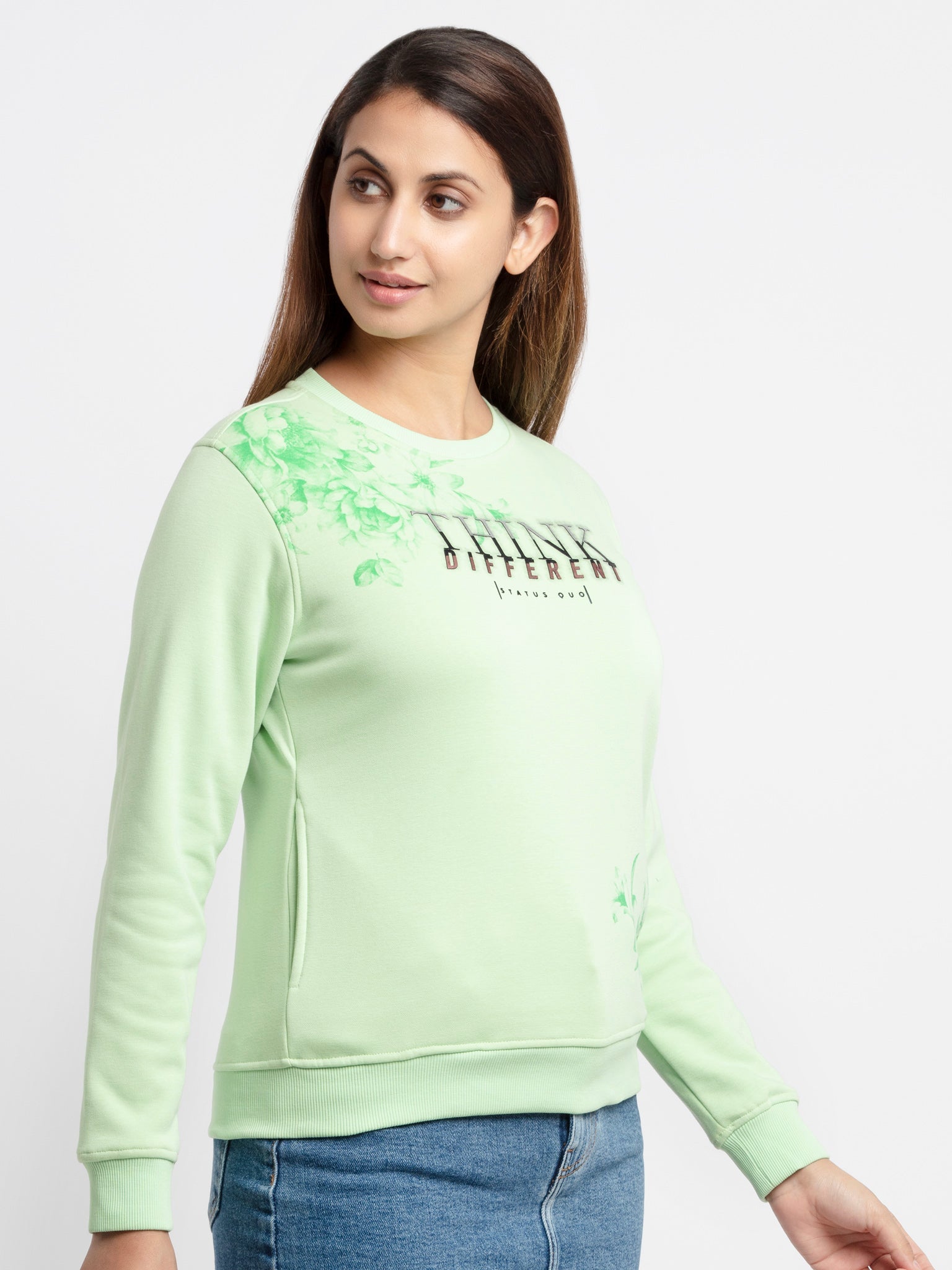 Status Quo Women'S Printed Round Neck Sweatshirt