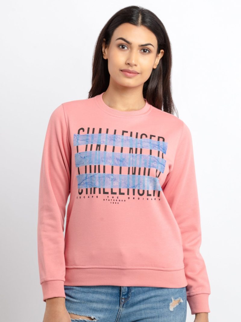 Status Quo Women'S Printed Round Neck Sweatshirt