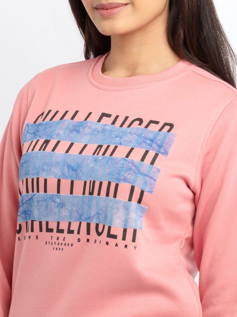 Status Quo Women'S Printed Round Neck Sweatshirt