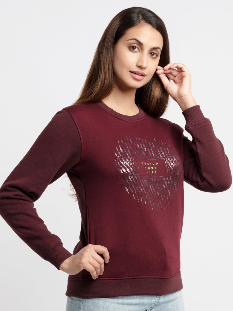 Status Quo Women'S Printed Round Neck Sweatshirt
