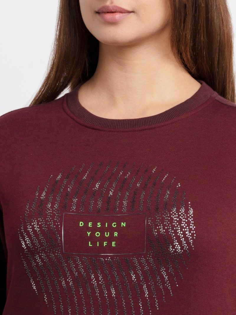 Status Quo Women'S Printed Round Neck Sweatshirt