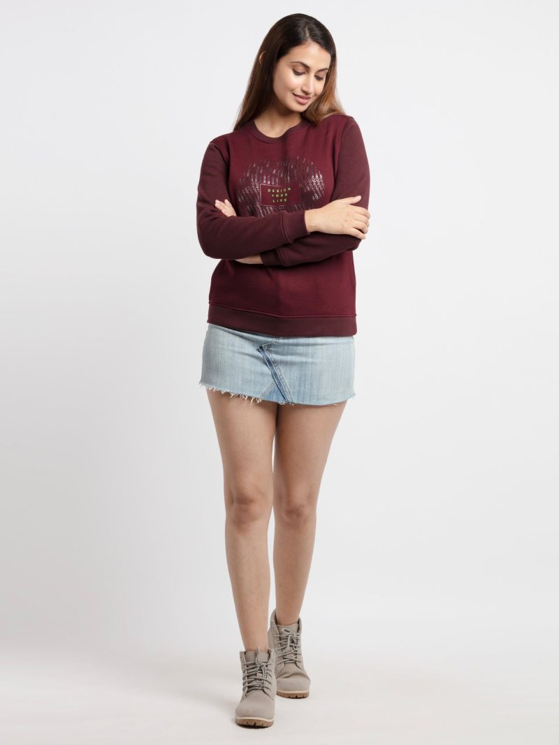 Status Quo Women'S Printed Round Neck Sweatshirt