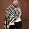 Mafadeny Women Zebra Printed Stole With Fringes