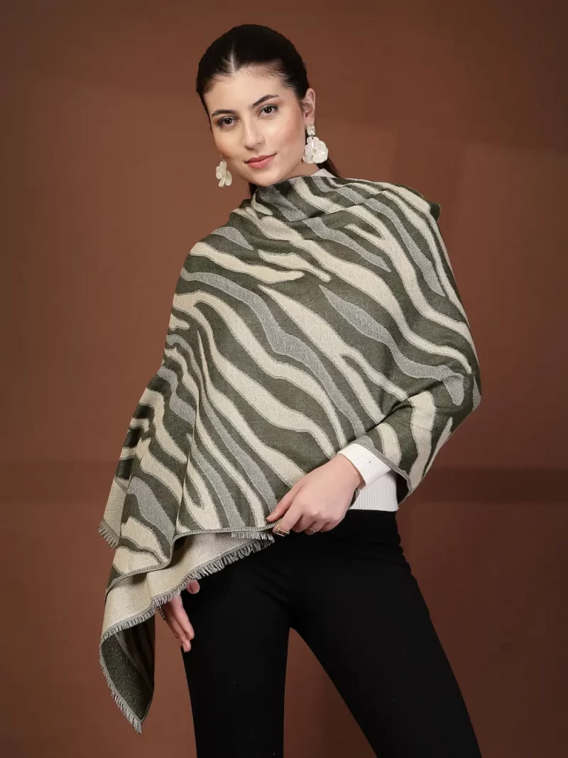 Mafadeny Women Zebra Printed Stole With Fringes