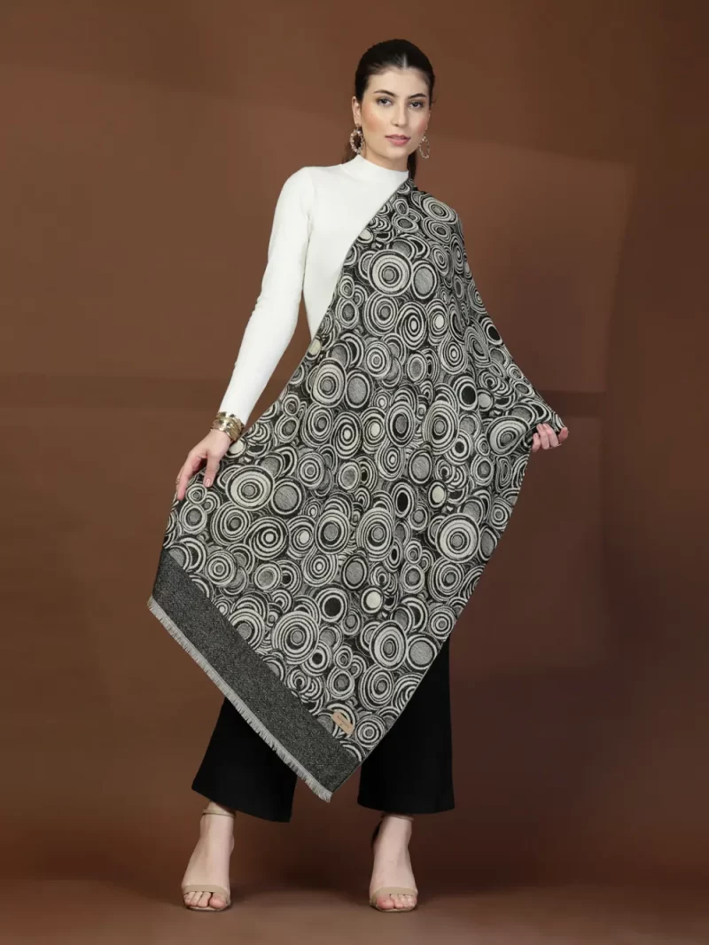 Mafadeny Women’S Circle Pattern Stole With Finge Edges