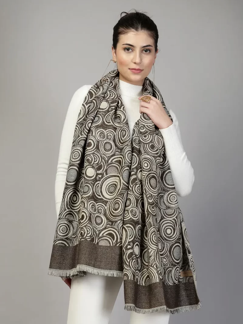 Mafadeny Women’S Circle Pattern Stole With Finge Edges