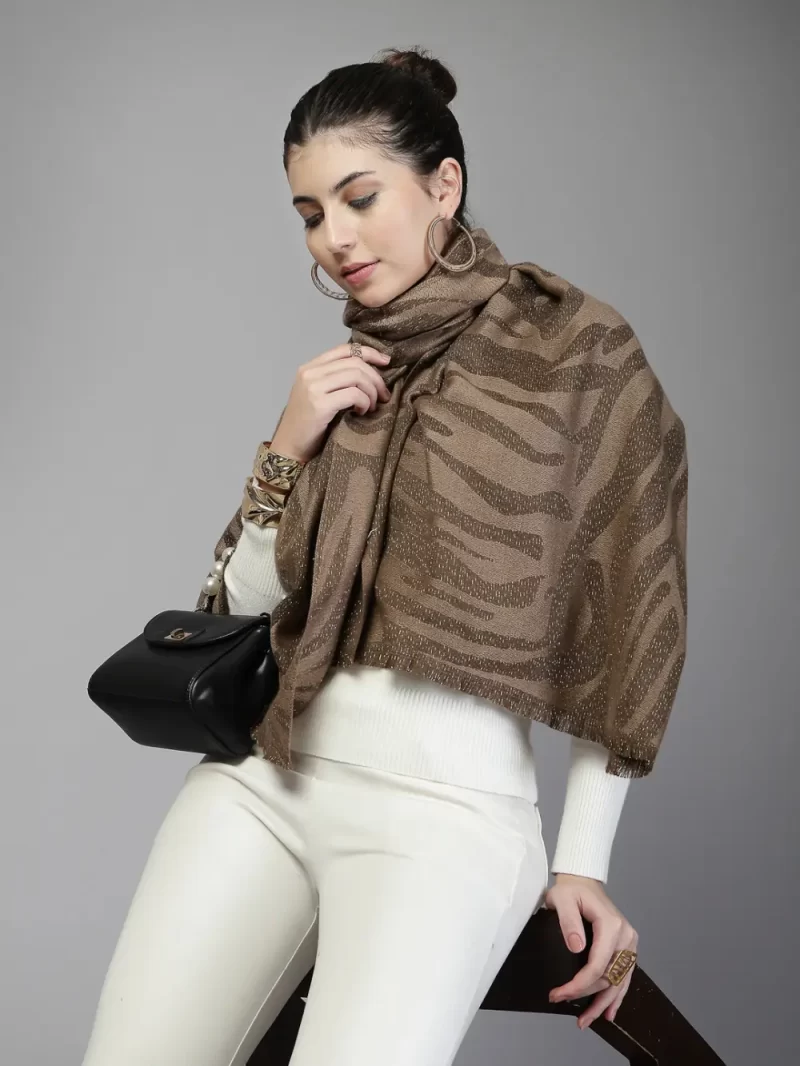 Mafadeny Women'S Stylish Self Design Stole With Subtle Shine