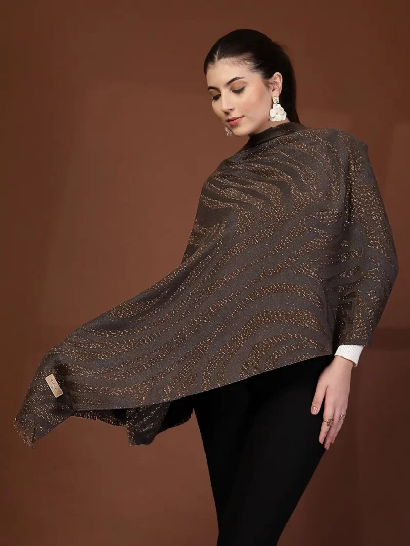 Mafadeny Women'S Stylish Self Design Stole With Subtle Shine