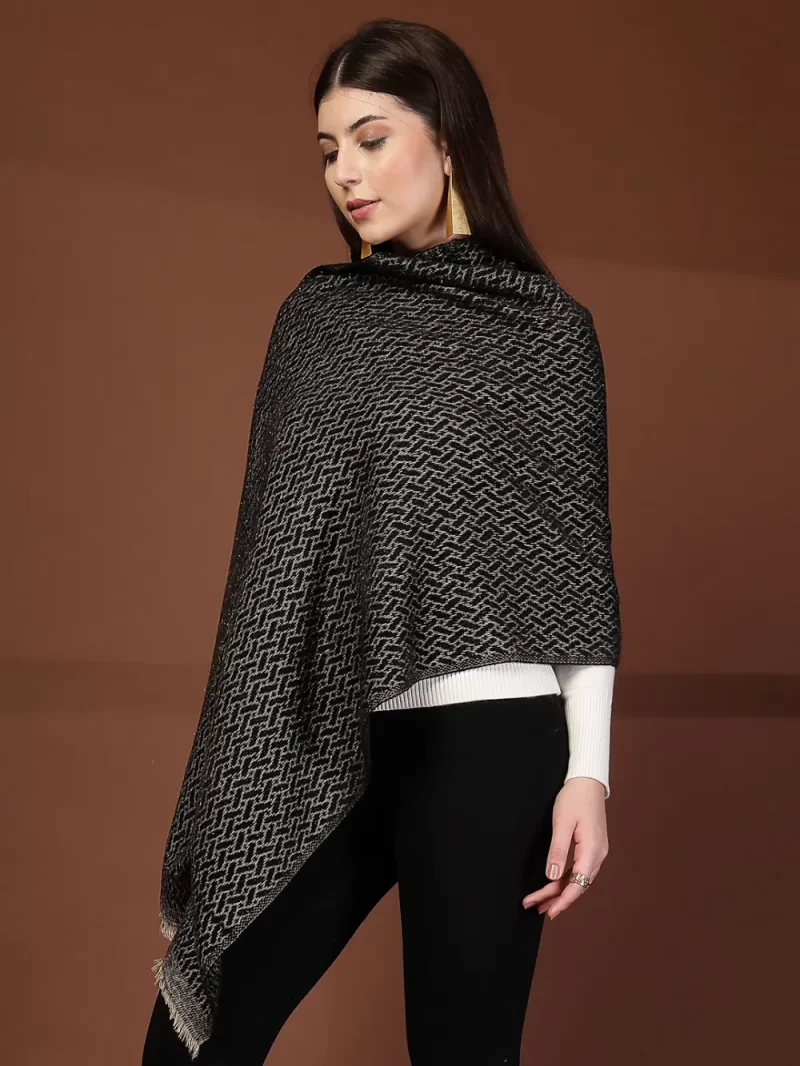 Mafadeny Women Stylish Woven Stole With Fringe Edges