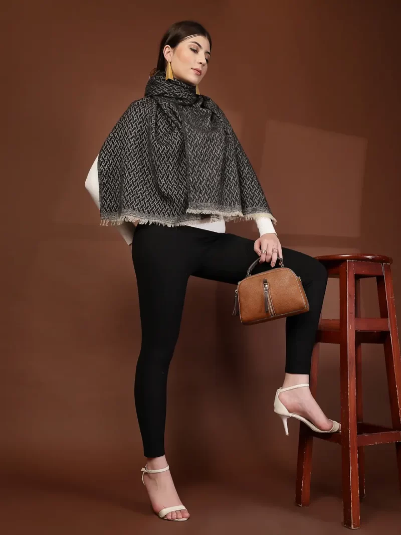 Mafadeny Women Stylish Woven Stole With Fringe Edges