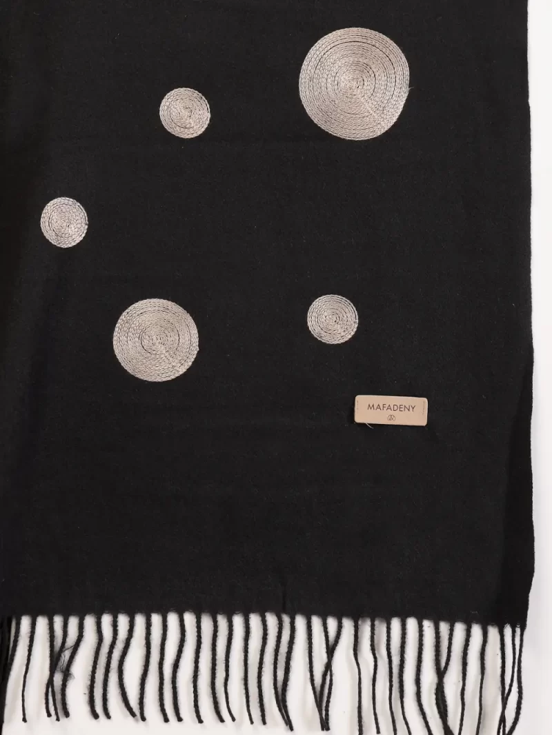 Mafadeny Women Ebroidered Polka Dot Stole With Fringe Border
