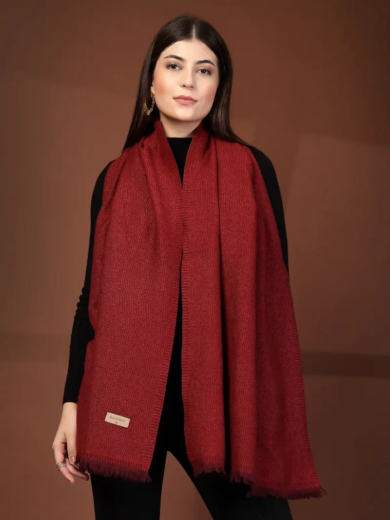 Mafadeny Women Elegant Solid Soft Stole With Fringed Edges