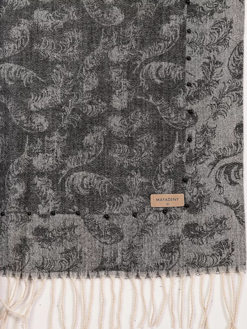 Mafadeny Women Printed Stole With Fringes Edges And Small Beads