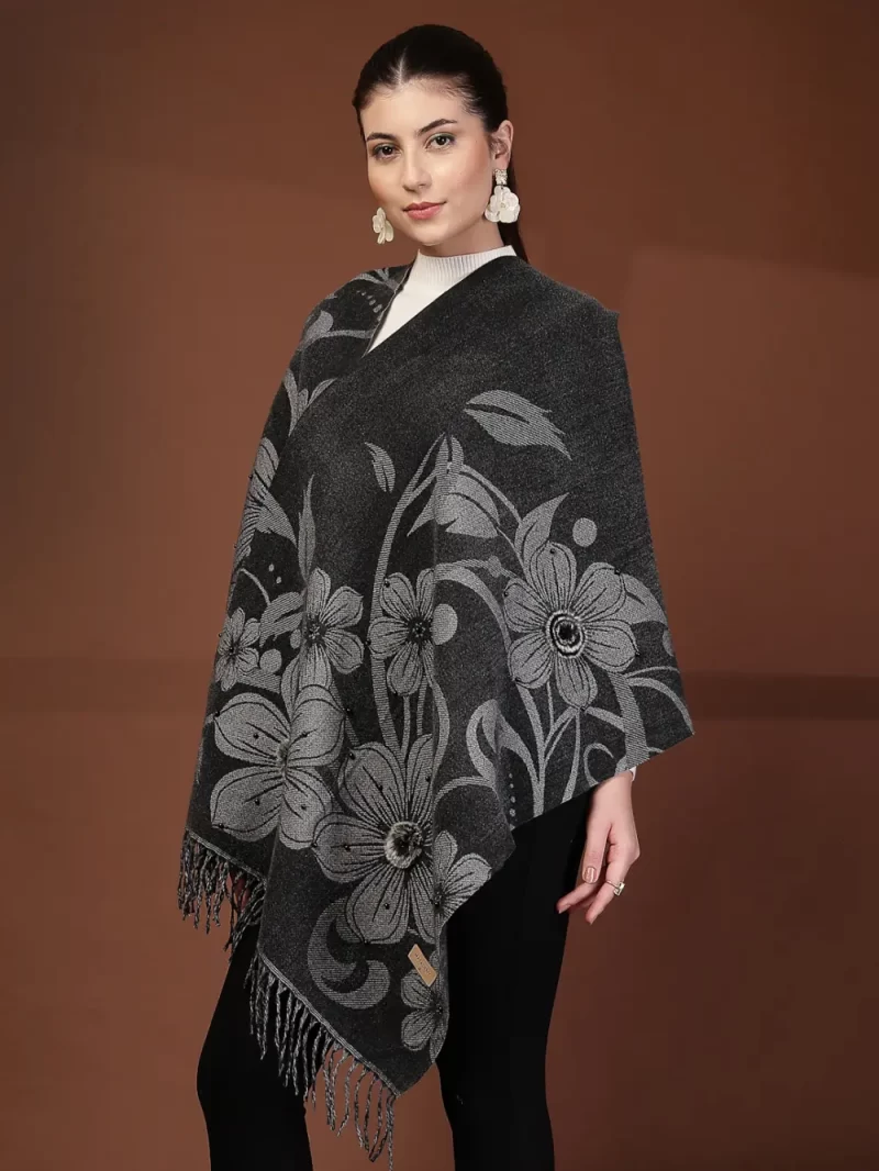 Mafadeny Women Floral Printed Stole With Small Beads