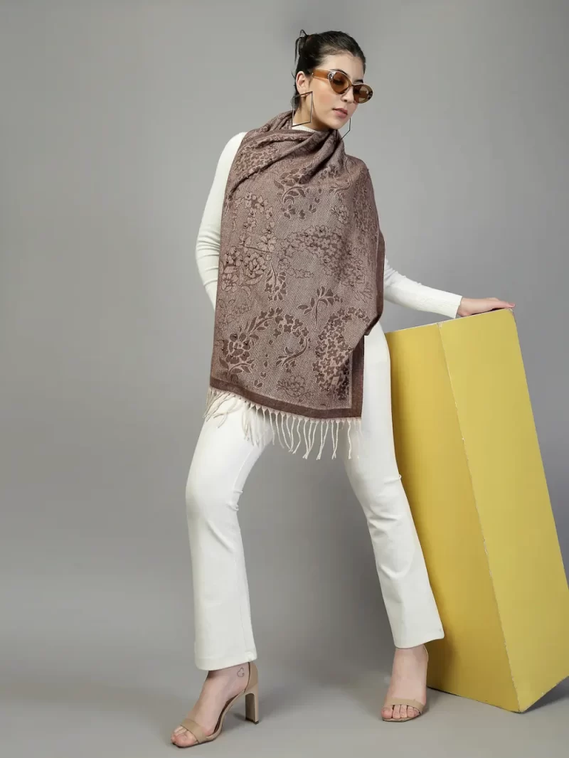 Mafadeny Women Floral Patterned Stole With Beaded