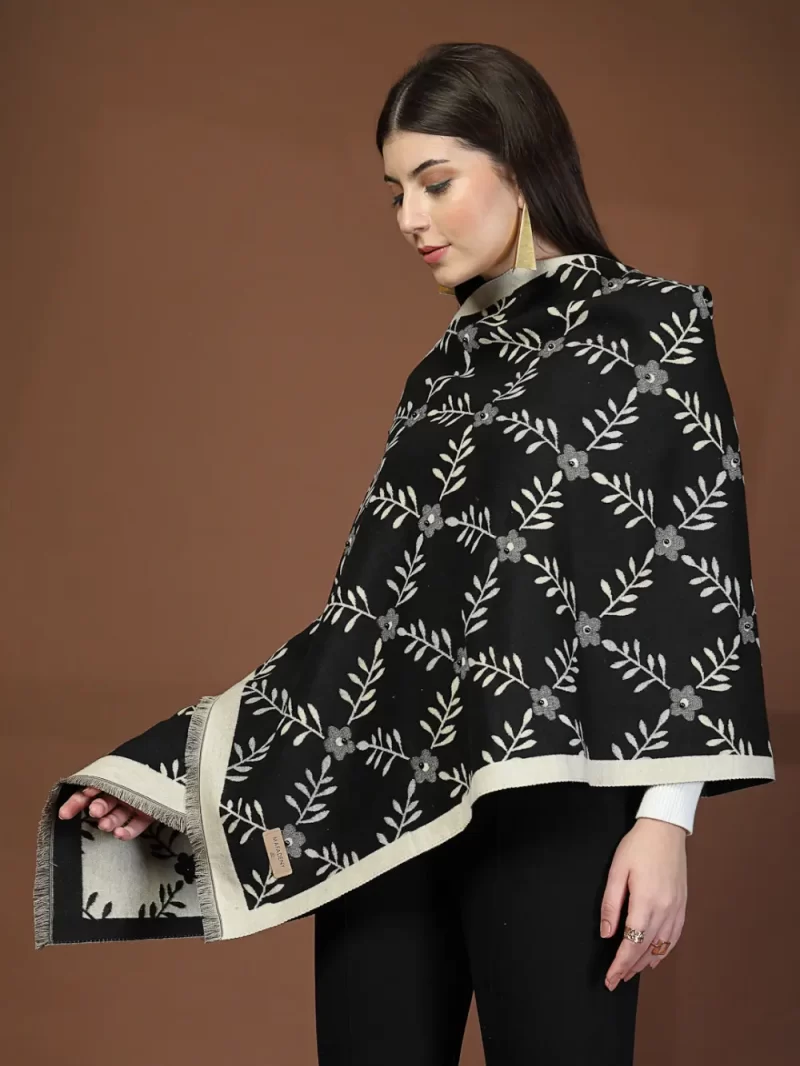 Mafadeny Women Floral Stole With Beaded Flowers