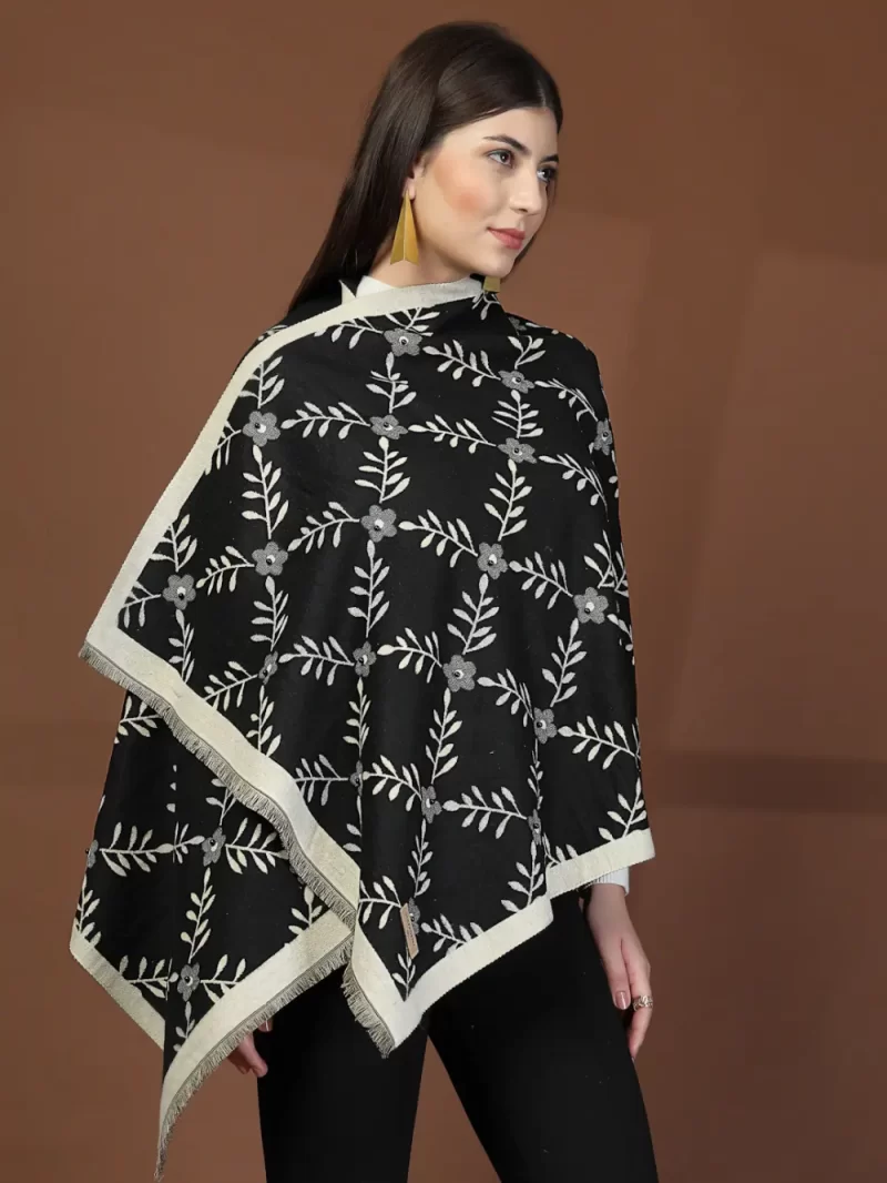 Mafadeny Women Floral Stole With Beaded Flowers