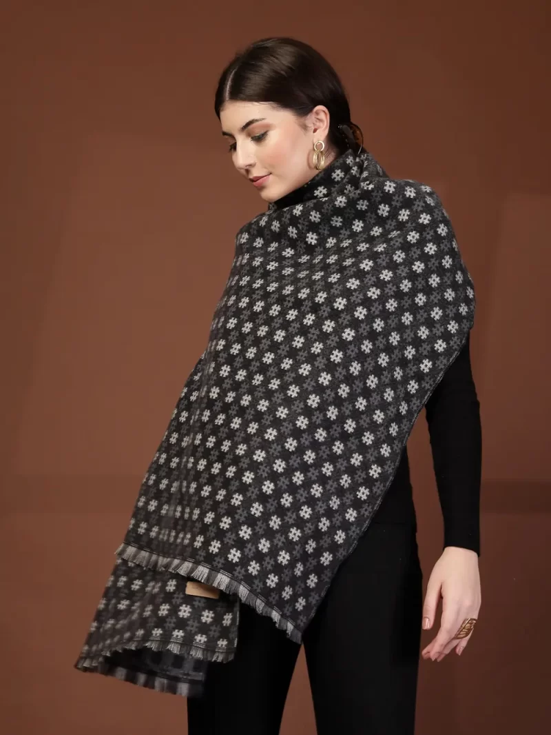 Mafadeny Women Cozy Checkered Stole With Fringe