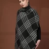 Mafadeny Women Checked Woolen Stole With Tassels Border