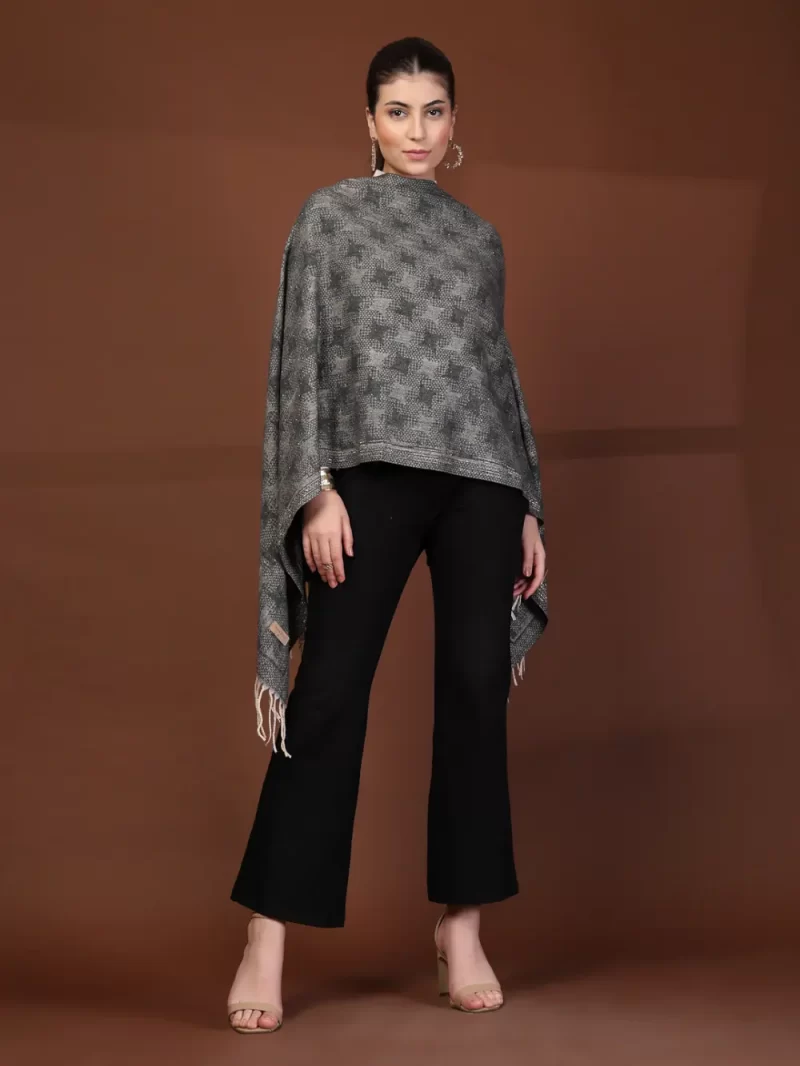 Mafadeny Women Elegant With Subtle Star Pattern Stole And Fringe Border
