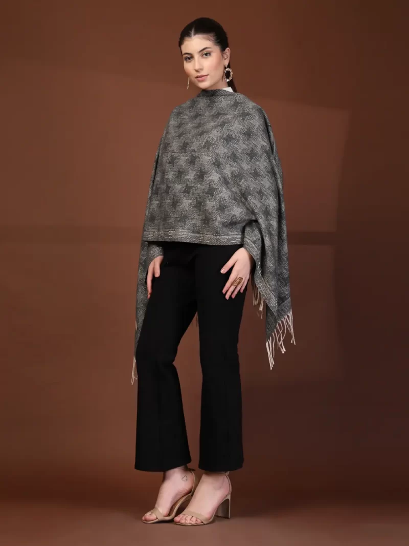 Mafadeny Women Elegant With Subtle Star Pattern Stole And Fringe Border