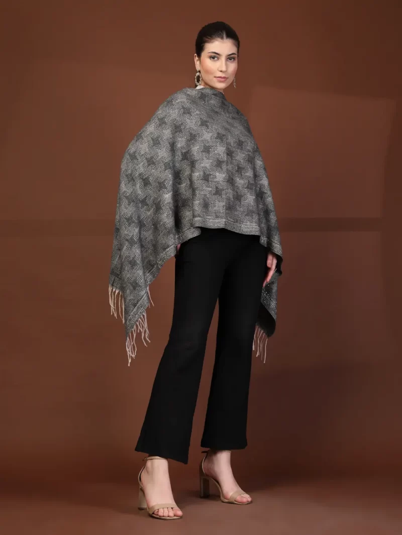 Mafadeny Women Elegant With Subtle Star Pattern Stole And Fringe Border